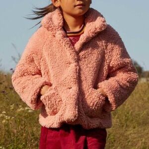Maison Me Phoebe Cropped Teddy Coat, Rose, Size 3 years